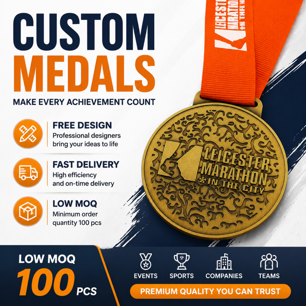 Custom Metal Award Medal Custom Logo Sports Competition Medal With Ribbon